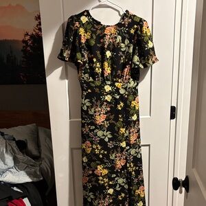 Sugarlips Black Maxi Dress with Floral Design